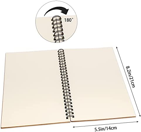 LABUK 2pcs Blank Journal Notebook Sketch Book, Unlined Spiral Notebook, A5 Soft Cover Drawing Book Diary Memo Notepads, 100 Pages/ 50 Sheets, 8.2 x 5.5 Inches, for Gifts School Supplies