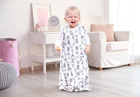 Baby Wearable Blanket, Cotton Sleep Sacks for 0-6 Months, 2 Pack Unisex Sleeping Bag Sack, Small Size, 2-Way Zipper, 0.5 Tog Breathable Cotton (Grey, Small)
