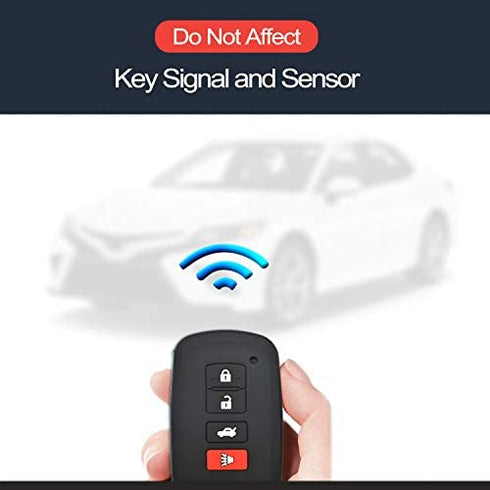 2pcs Compatible with Toyota Smart 4 Bts Black Silicone FOB Key Case Cover Protector Keyless Remote Holder for 2019 2018 2017 2016 2015 2014 2013 2012 2011 Toyota Avalon Camry Corolla Highlander RAV4