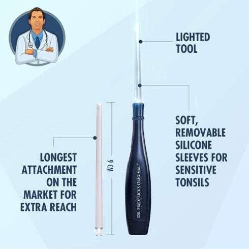 Dr. Frederick’s Original Easy Tonsil Stone Remover Kit - Fast Painless Tonsillolith Removal Tool - Fight Bad Breath - Pick and Oral Irrigator - 8 Pieces