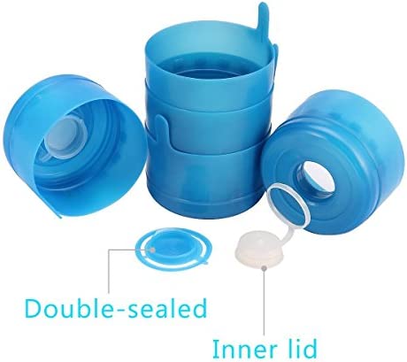 WINBOB 5PCS 55mm 3 and 5 Gallon Non-Spill Caps,Replacement Water Bottle Snap On Cap Anti Splash Peel 5 Piece