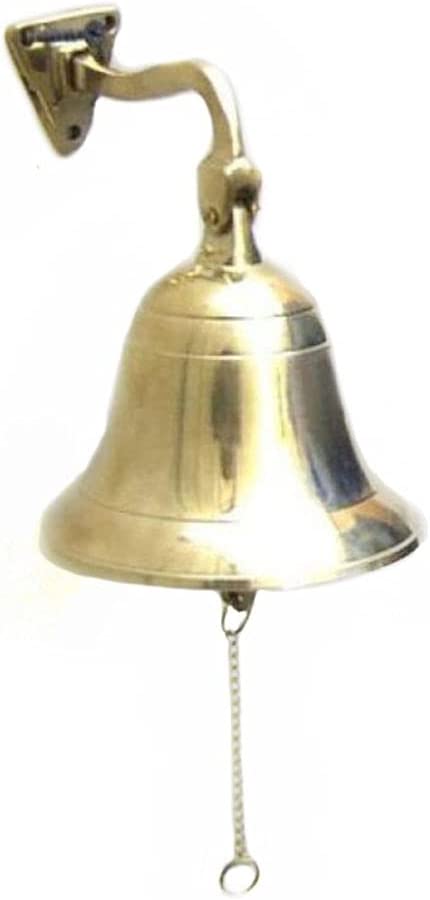 Nautical Specials BR 1843-VC Wall Hanging Rope Polished Dinner Tip Indoor/Outdoor Nautical Bells Variety with Mounting Hardware Bracket Ship Boat Maritime Decor (4" Brass), 4