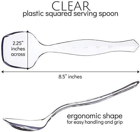 Plasticpro Disposable Plastic Serving Spoons Durable Heavy Duty Premium Serving Utensils Clear Pack of 4