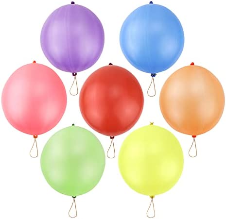 RUBFAC 36 Punch Balloons Punching Balloon Heavy Duty Party Favors For Kids, Bounce Balloons with Rubber Band Handle for Birthday Party