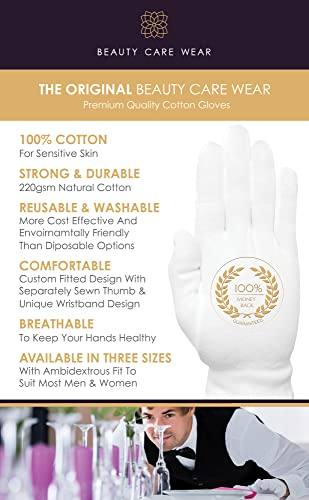 White Gloves XL (10 Pair) - Cotton Gloves for Eczema, Cotton Gloves for Dry Hands, White Cotton Gloves for Women, Spa Glove, Lotion Glove, Sleeping Glove
