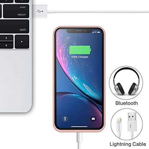Battery Case for iPhone XR, Pxwaxpy 6800mAh Portable Protective Charging Case for iPhone XR Extended Rechargeable Charger Case Battery Pack Compatible with Apple XR Power Bank Cover(6.1 inch) (Gold)