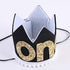 WAOUH Mr Onederful Hat for 1st Birthday - First Birthday Decoration for Baby's, Cake Smash Photo Prop, Glitter Crown for Girl or Boy (Black Golden Crown Hat)