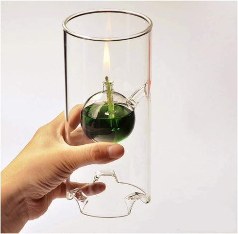 Adsled Clear Glass Oil Light Borosilicate Includes Bliss Suspended Hurricane Candle Holder Sleeve Paraffin Lamp 18CM