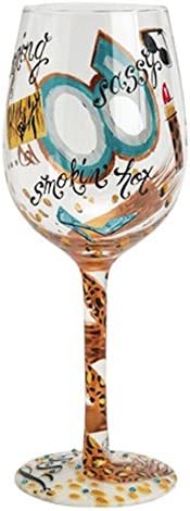 Designs by Lolita €œ60 and Sassy Hand-painted Artisan Wine Glass, 15 oz.