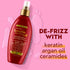 Frizz-Free + Keratin Smoothing Oil Miracle Gloss Spray, 5 in 1, De-frizz & Shiny Hair, Argan Oil