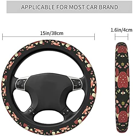 Mushroom Steering Wheel Cover for Women & Men,Universal 15 Inches Anti Slip Neoprene Cute Steering Wheel Cover Car Accessories Protective Case Fit Auto SUV Sedan Vans Trucks