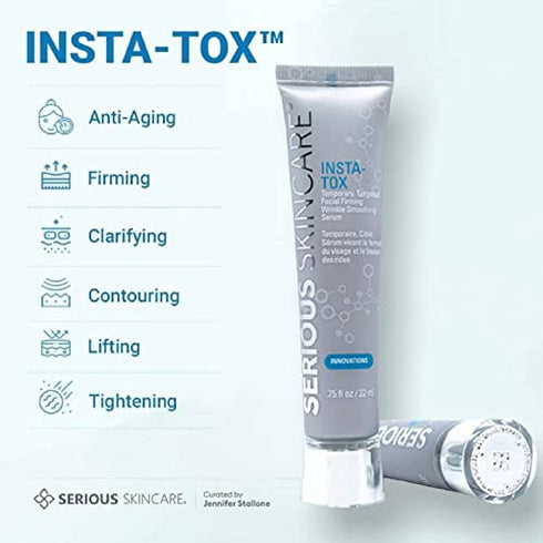 Serious Skincare INSTA-TOX Instant Wrinkle Smoothing Serum TRIO - Improves appearance of Fine Lines & Wrinkles -Temporarily Tightens Skin - Instant Line Filler - Three .75 oz. Tubes (3Pack)