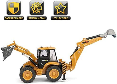 duturpo 1/50 Scale Metal Diecast Backhoe Loader Toy, Metal Play Construction Vehicles Trucks Toy for Boys