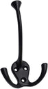 HARPOON 5 Pack Heavy Duty Three Flared Prongs Coat Hooks, Wall Mounted with 15 Screws, Retro Tri-Hook, Utility Hooks for Scarf, Bag, Towel, Key, Cap, Cup, Hat (Black)