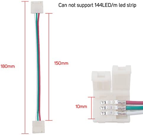 BTF-LIGHTING 10PCS 3Pin 10mm Wide Dual End with 15cm Long Cable LED Strip Solderless DIY Connector Adapter Conductor for WS2811 WS2812B SK6812 LED Flexible Strip Light