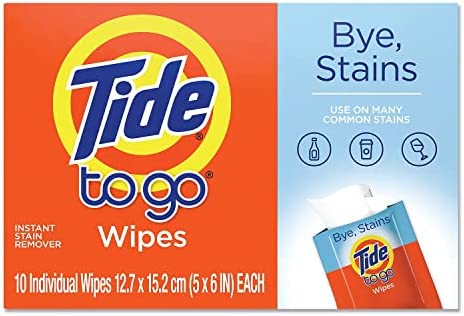 Tide to Go Instant Stain Removing Wipes, 10 Count Wipes (Pack of 2)