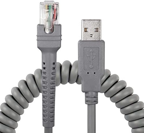 SinLoon Symbol Ls2208 USB Cable, USB A to RJ45 Coiled Spiral Extension Cable, Symbol Barcode Scanner Ls2208ap Ls1203 Ls4208 Ls4278 Ds6707 Ds6708 USB Cable,(10ft,3M)