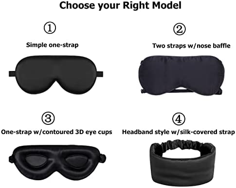Alaska Bear Silk Sleep Mask and Cloud Soft Eye Cover for Sleeping Organic Mulberry Silk Genuine, Naturally Hypoallergenic & Non-Absorbent, Gender-Neutral (Black)