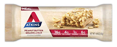 Atkins Peanut Butter Granola Protein Meal Bar. Crunchy and Creamy. Keto-Friendly. (5 Bars)