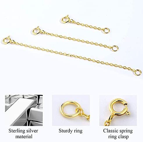 14K Gold Necklace Extender 925 Sterling Silver Chain Extension Necklace Bracelet Anklet Extender for Jewelry Making?1 2 3 inch?