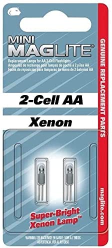 Maglite Replacement Lamps for 2-Cell AA Mini Flashlight, 2-Pack