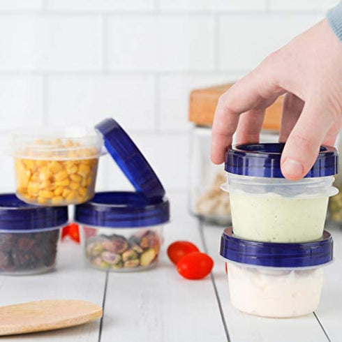 HomeyGear 12 Pack Small Twist Top Food Storage Containers Leak-Proof, Airtight Storage Canisters with Screw & Seal Lids | BPA-Free, Stackable, Reusable Kitchen Essentials, Snack 4-Ounce
