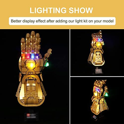 LED Light for Lego 76191 Infinity Gauntlet Collectible Building Kit, Decoration Lights for Thanos Hand Gauntlet Model, Basic Version Lighting for Infinity Stones (Lights Kit Only,No Lego Model)