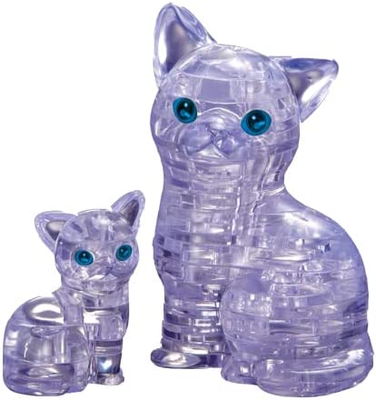 Bepuzzled Original 3D Crystal Puzzle - Cat & Kitten, Clear - Fun yet challenging brain teaser that will test your skills and imagination, For Ages 12+