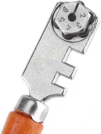 Glass Cutting Tool, Professional Six-Wheel Glass Tile Cutter Craft Cutting Kit Tool for 4-10mm Windows Panes, Mirror and Stained Glasses