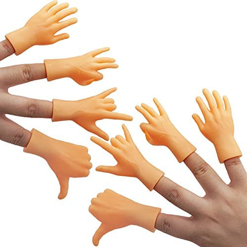 AQKILO Tiny Hands Miniature Finger Puppets with Left & Right Hand, Party Favors, Educational, TIK Tok Toys, 8 Pieces (4 Mixed Style )