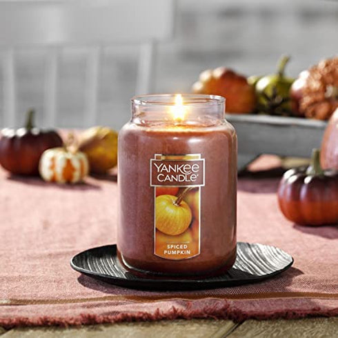 Yankee Candle Spiced Pumpkin Scented, Classic 22oz Large Jar Single Wick Candle, Over 110 Hours of Burn Time