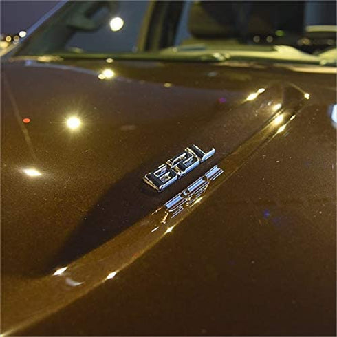 2 x 6.2L Emblems Badge for Silverado 2019-2021 Hood Emblem (Silver)