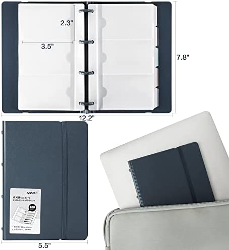 deli Business Card Book Holder, Business Card Organizer, Name Card Book Holder, Portable Office Business Card Holder, Hold 180 Cards, Blue