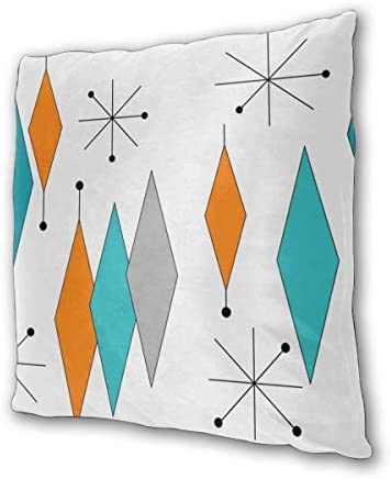 DZGlobal Turquoise Orange Diamond Pillow Covers Set of 2 Mid Century Throw Pillow Covers Retro Starburst Cushion Cover Modern Decorative Pillowcases for Sofa Bed Couch Chair 18 x 18