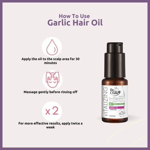 Farmasi Dr C Tuna Concentrated Garlic Oil for Hair Growth, Revitalizing Sweet Almond, Vitamin E, Sunflower, and Minerals, Nourishes Strands and Restores Silky Softness, Men and Women, 30 mL