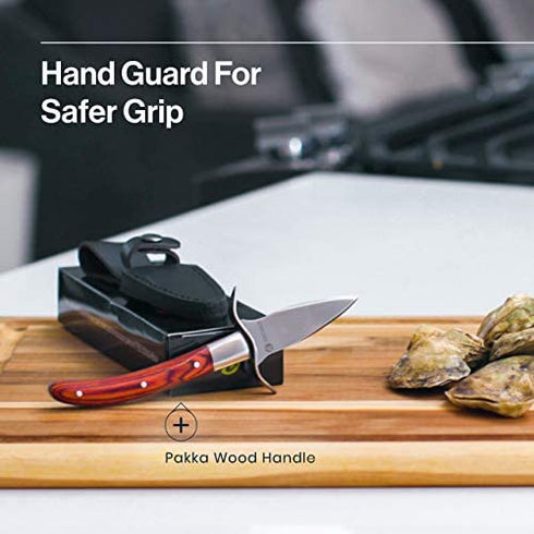 HiCoup Oyster Shucking Knife and Glove Kit - Clam and Oyster Knife Shucker Set with Stainless Steel Seafood Opener Tool, Wood Handle and Gloves?