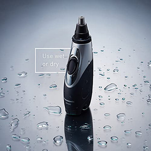 Panasonic Ear and Nose Hair Trimmer for Men with Vacuum Cleaning System, Dual-Edge Blades for Efficient Cutting, Wet/Dry, Battery Operated – ER430K (Black)