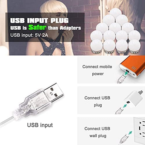 Pretmess Hollywood Style Vanity Mirror Lights Kit, Adjustable Color and Brightness with 10 LED Light Bulbs, Lighting Fixture Strip for Makeup Vanity Table Set in Dressing Room (Mirror Not Include)
