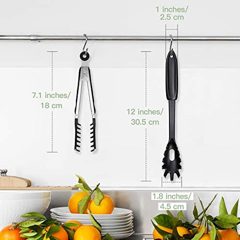 2 Pcs Spaghetti Tongs Silicone Pasta Server Tool Set, Small Size 12-Inch Spaghetti Spoon and 7.1-Inch Stainless Steel Handle Spaghetti Tong Food Clip for Spaghetti Noodle, Easy to Operate
