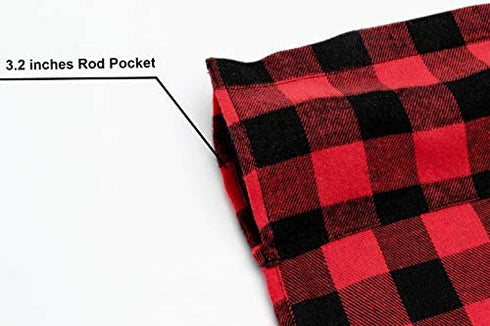 2 Pack Buffalo Check Plaid Window Valances Red and Black Farmhouse Design Window Treatment Decor Curtains Rod Pocket Valances for Kitchen/Living Room 16" x 56"