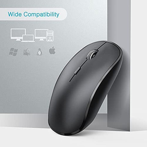 J JOYACCESS Wireless Mouse for Laptop, 2.4G Ultra Thin Silent Mouse with USB Receiver, 2400 DPI Portable Mobile Optical Cordless Mouse for Laptop, Computer, MacBook,Window, Chromebook, PC-Black