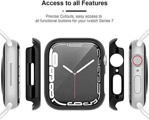 8 Pack Apple Watch 45mm Case, Wiki VALLEY Ultra-Thin Cover (No Screen Protector) Compatible with Apple Watch Series 8/7 45mm, iWatch 8/7 Hollow Protective Hard PC Bumper Case Face Cover Accessories