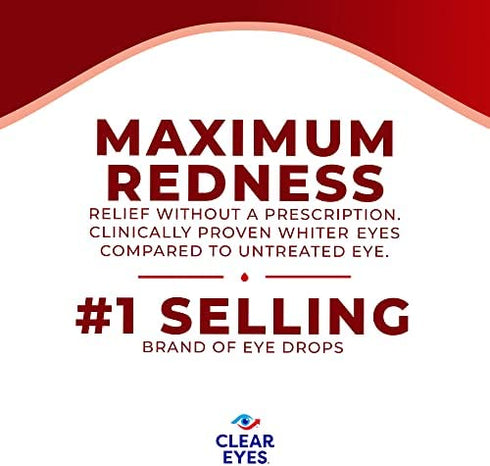 Clear Eyes Maximum Redness Eye Relief Eye Drops, 1 Fl Oz, 3 Pack