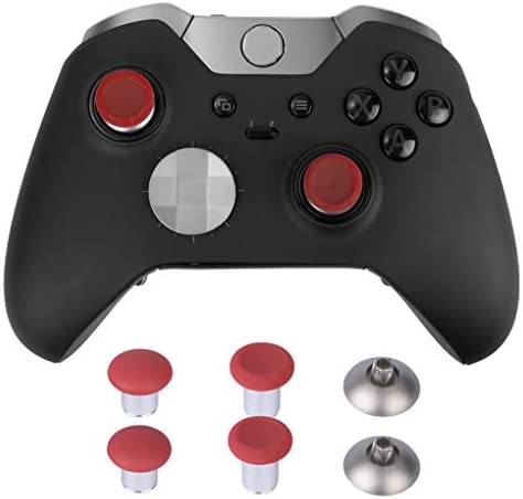 8 in 1 Metal Thumbsticks Joysticks Replacement , Swap Magnetic Analogue Stick Grips Buttons Parts with Repair Kit Accessories Compatible with Xbox one Elite Series 1/ PS4(Red)