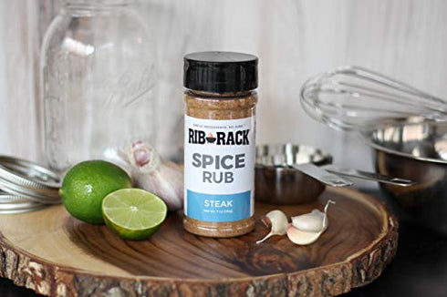 Rib Rack Dry Spice Rub - Steak, 7.0 oz. - Meat Seasoning for BBQ, Grill, Smoker - All Natural Ingredients (Packaging May Vary)