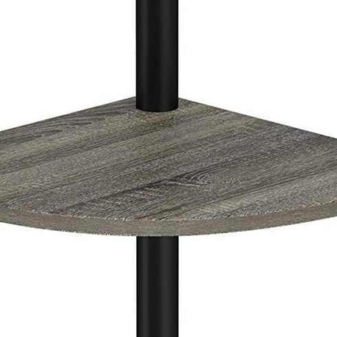 Furinno Turn-N-Tube 3-Tier Corner Display Rack Multipurpose Shelving Unit, French Oak Grey/Black, Model:12077GYW/BK