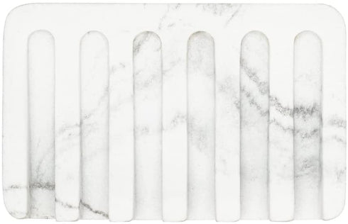 Essentra Home Rectangular Self-Draining Soap Dish, Modern Soap Holder - Blanc Collection