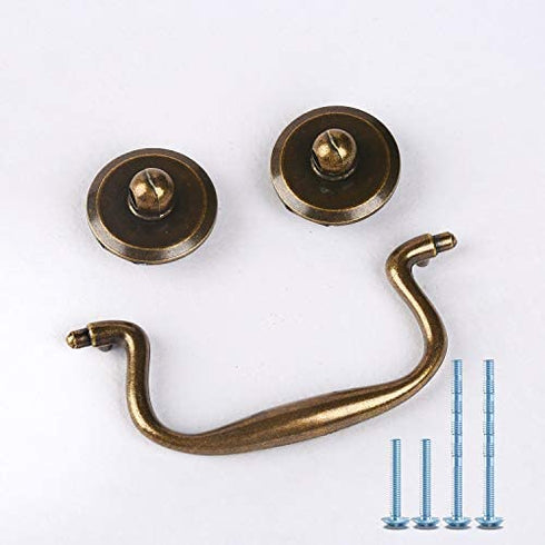 MOOD.SC 4 Pack 2 3/4" C-C Bail Drawer Pull Drop Swing Dresser Handles Hanging Pulls Cabinet Knobs Pull Antique Bronze Antique Brass Swan Neck Bail Pulls Hardware 70 mm 2.75" Hole Center