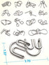Coogam Metal Wire Puzzle Set of 16 with Pouch,Brain Teaser IQ Test Disentanglemen Iron Link Unlock Interlock Game Chinese Ring Magic Trick Toy for Party Favor Kids Adults Challenge