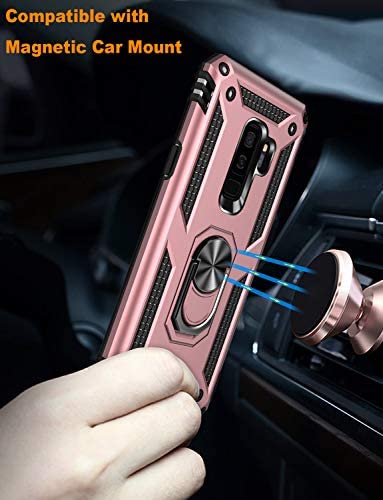 LUMARKE Galaxy S9+ Plus Case,Pass 16ft Drop Test Military Grade Heavy Duty Cover with Magnetic Kickstand Compatible with Car Mount Holder,Protective Phone Case for Samsung Galaxy S9 Plus Rose Gold